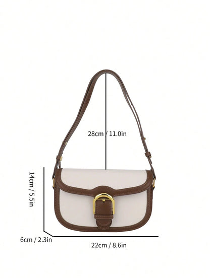 1pc New Colorblock Women's Crossbody Bag, Casual PU Saddle Bag, Designer Inspired Minimalist Versatile Shoulder Bag, Fashion Small Square Bag, Women's Wallet, Card Holder, Coin Purse, Key Pouch, Suita
