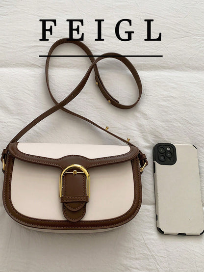 1pc New Colorblock Women's Crossbody Bag, Casual PU Saddle Bag, Designer Inspired Minimalist Versatile Shoulder Bag, Fashion Small Square Bag, Women's Wallet, Card Holder, Coin Purse, Key Pouch, Suita