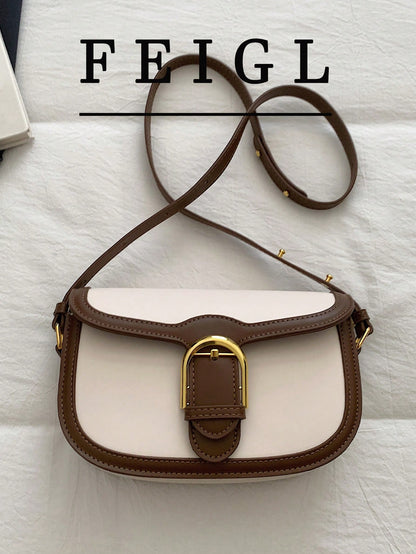 1pc New Colorblock Women's Crossbody Bag, Casual PU Saddle Bag, Designer Inspired Minimalist Versatile Shoulder Bag, Fashion Small Square Bag, Women's Wallet, Card Holder, Coin Purse, Key Pouch, Suita