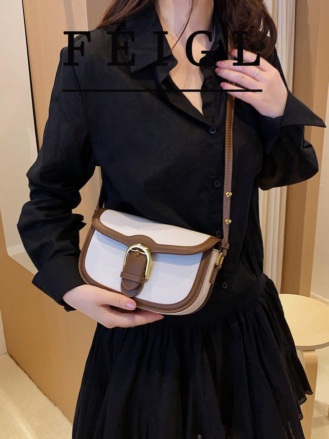 1pc New Colorblock Women's Crossbody Bag, Casual PU Saddle Bag, Designer Inspired Minimalist Versatile Shoulder Bag, Fashion Small Square Bag, Women's Wallet, Card Holder, Coin Purse, Key Pouch, Suita