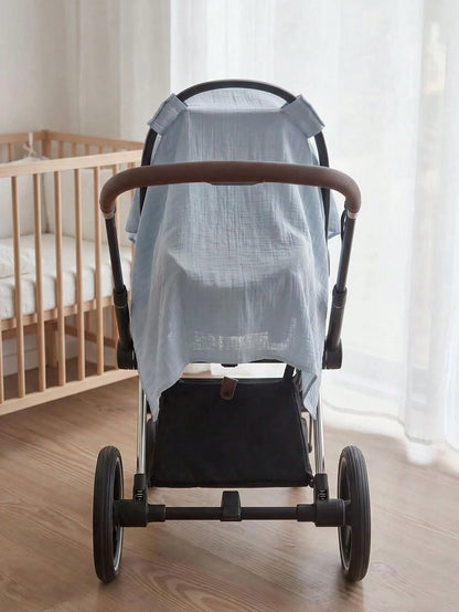 1pc New Crepe Fabric Baby Carrier Cover, Gauze Baby Stroller Sunshade, Car Seat Carrier Cover, Blanket Gauze Sun Protection Cover, Gray Outdoor Dust Cover, Summer Thin Soft Sunshade Privacy Cover, Ess