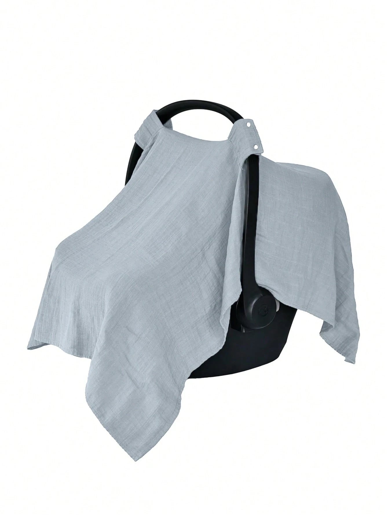 1pc New Crepe Fabric Baby Carrier Cover, Gauze Baby Stroller Sunshade, Car Seat Carrier Cover, Blanket Gauze Sun Protection Cover, Gray Outdoor Dust Cover, Summer Thin Soft Sunshade Privacy Cover, Ess