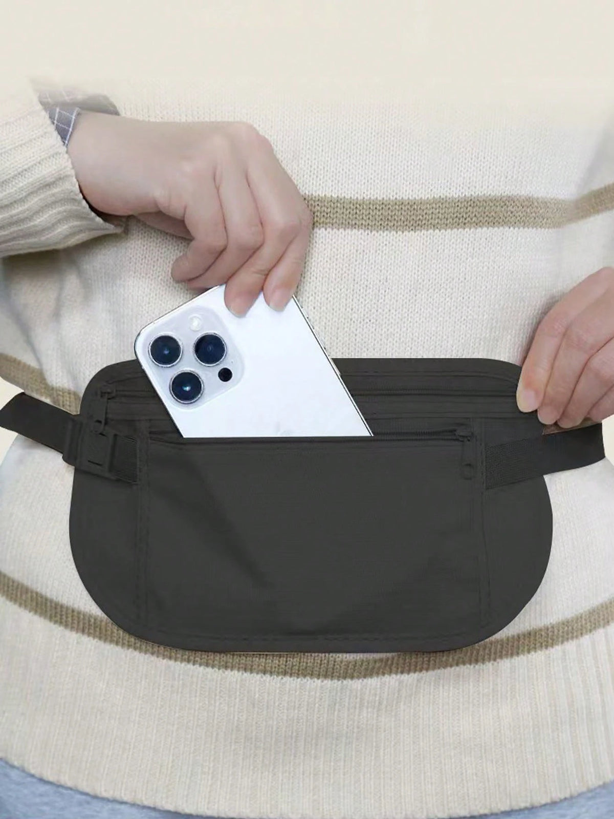 1pc New Fashion Invisible Travel Belt Bag, High-End Close Fitting Anti-Theft Waist Bag, Ultra-Thin Sports Waist Bag, Suitable For Daily Sports