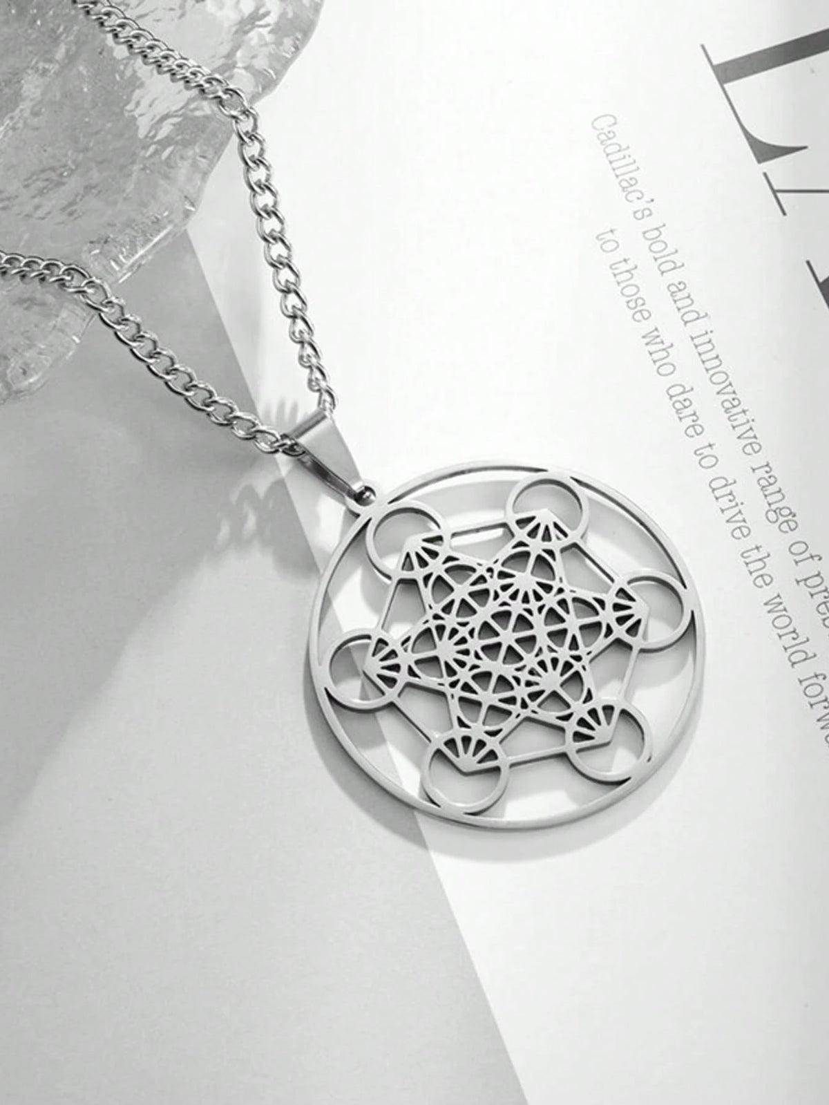 1PC New Fashion Retro Stainless Steel Seven Angels Magic Circle Hexagonal Pendant Sacred Metatron Necklace Amulet Jewelry For Men And Women