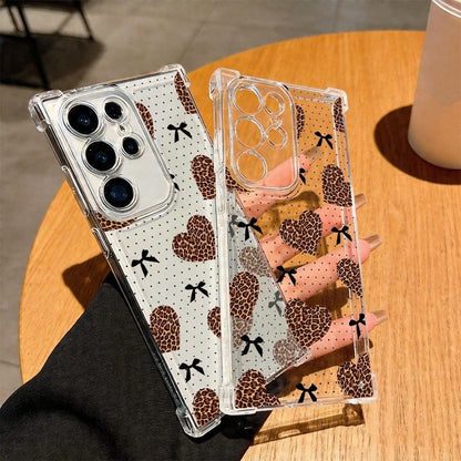1pc New Minimalist Cute Leopard Print Four-Corner Anti-Drop Transparent TPU Protective Case, Compatible With Apple Series, Series, Apple 17 Pro Max, 16 Plus, 16 Pro Max, 16 Pro/11, 15 Pro Max, 14 Pro