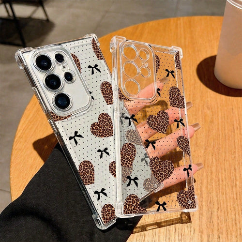 1pc New Minimalist Cute Leopard Print Four-Corner Anti-Drop Transparent TPU Protective Case, Compatible With Apple Series, Series, Apple 17 Pro Max, 16 Plus, 16 Pro Max, 16 Pro/11, 15 Pro Max, 14 Pro