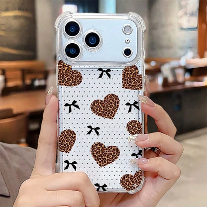 1pc New Minimalist Cute Leopard Print Four-Corner Anti-Drop Transparent TPU Protective Case, Compatible With Apple Series, Series, Apple 17 Pro Max, 16 Plus, 16 Pro Max, 16 Pro/11, 15 Pro Max, 14 Pro