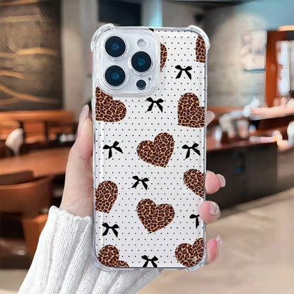 1pc New Minimalist Cute Leopard Print Four-Corner Anti-Drop Transparent TPU Protective Case, Compatible With Apple Series, Series, Apple 17 Pro Max, 16 Plus, 16 Pro Max, 16 Pro/11, 15 Pro Max, 14 Pro