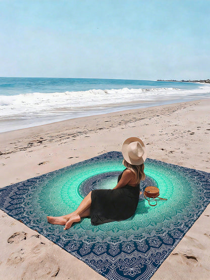 1pc New Outdoor Waterproof Anti-Sand Digital Printed Picnic Mat/Beach Towel, Fashionable And Fresh Pattern, Suitable For Outdoor Camping And Picnics (100g Fabric Weight)