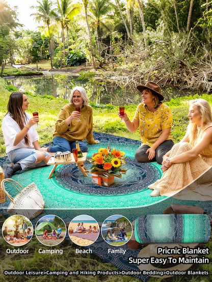 1pc New Outdoor Waterproof Anti-Sand Digital Printed Picnic Mat/Beach Towel, Fashionable And Fresh Pattern, Suitable For Outdoor Camping And Picnics (100g Fabric Weight)