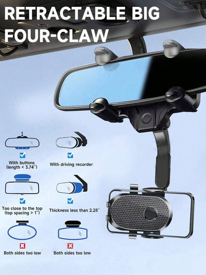 1pc New Rearview Mirror Gravity Fixed Navigation Phone Holder Car Mount