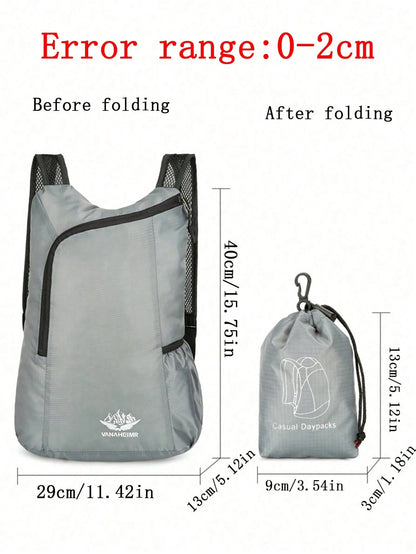 1pc New Ultralight Foldable Backpack, Versatile Travel Bag With Water Resistant Fabric