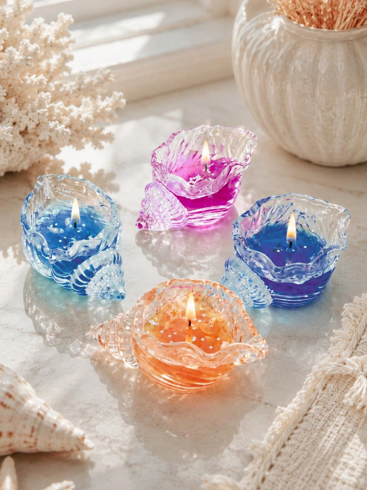 1pc Ocean Style Shell Shaped Aromatherapy Candle, Handmade Jelly Candle, Creative Gift Decor, Island Culture Souvenir, Creative Shell Shaped Aromatherapy Candle, Jelly Candle Shell Souvenir, Aromather