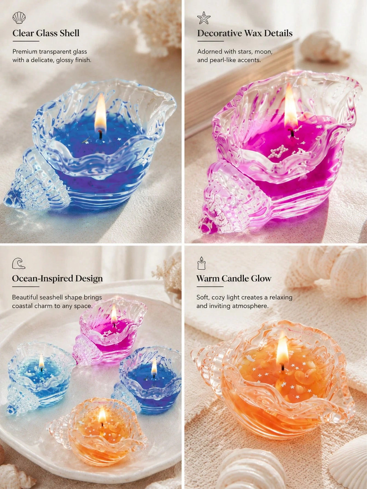 1pc Ocean Style Shell Shaped Aromatherapy Candle, Handmade Jelly Candle, Creative Gift Decor, Island Culture Souvenir, Creative Shell Shaped Aromatherapy Candle, Jelly Candle Shell Souvenir, Aromather