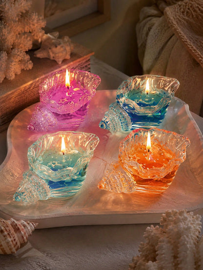 1pc Ocean Style Shell Shaped Aromatherapy Candle, Handmade Jelly Candle, Creative Gift Decor, Island Culture Souvenir, Creative Shell Shaped Aromatherapy Candle, Jelly Candle Shell Souvenir, Aromather