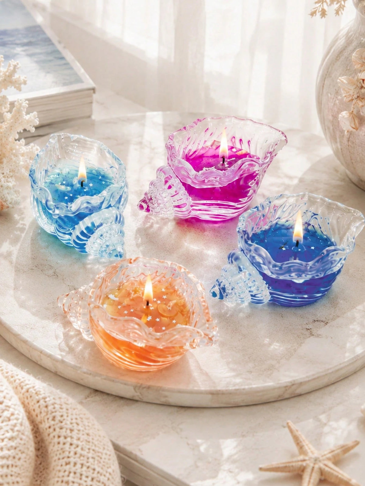 1pc Ocean Style Shell Shaped Aromatherapy Candle, Handmade Jelly Candle, Creative Gift Decor, Island Culture Souvenir, Creative Shell Shaped Aromatherapy Candle, Jelly Candle Shell Souvenir, Aromather