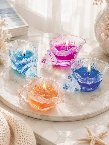 1pc Ocean Style Shell Shaped Aromatherapy Candle, Handmade Jelly Candle, Creative Gift Decor, Island Culture Souvenir, Creative Shell Shaped Aromatherapy Candle, Jelly Candle Shell Souvenir, Aromather