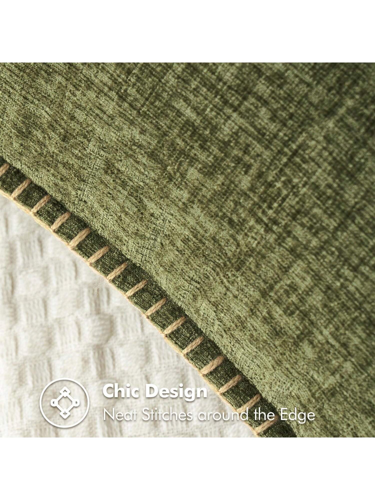 1pc Olive Green (Without Filling) Soft & Comfortable Skin-Friendly Double-Sided Chenille Throw Pillow Cover With Sewn Edges, Spring/Summer Farmhouse Velvet Pillowcase, Decorative Square Pillow Sham, S