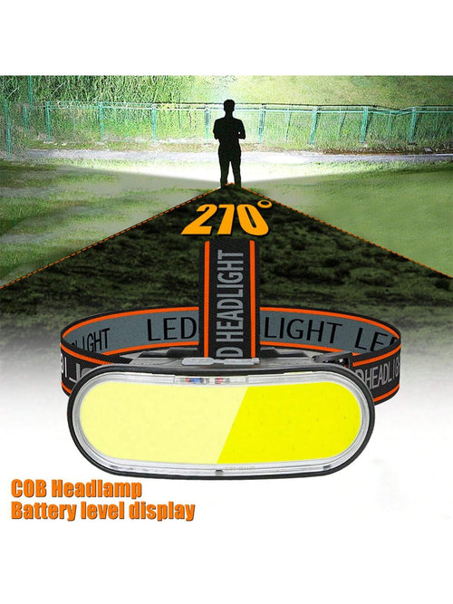 1pc Outdoor High Bright Headlights Camping Portable Rechargeable Multi-Modes Headlamp Long-Range Emergency Handle Light With Power Display For Night Fishing Working Hunting Running, Camping Accessorie