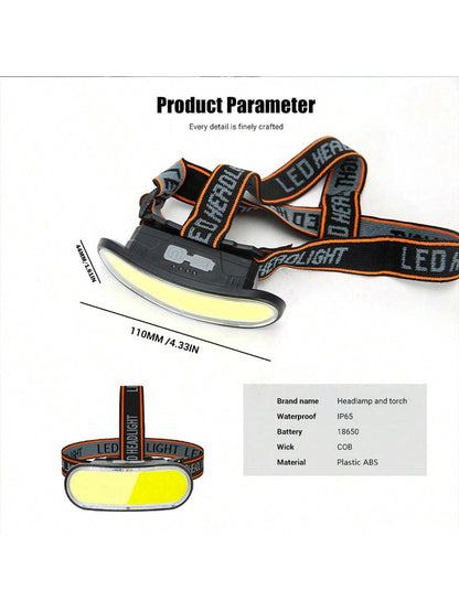 1pc Outdoor High Bright Headlights Camping Portable Rechargeable Multi-Modes Headlamp Long-Range Emergency Handle Light With Power Display For Night Fishing Working Hunting Running, Camping Accessorie