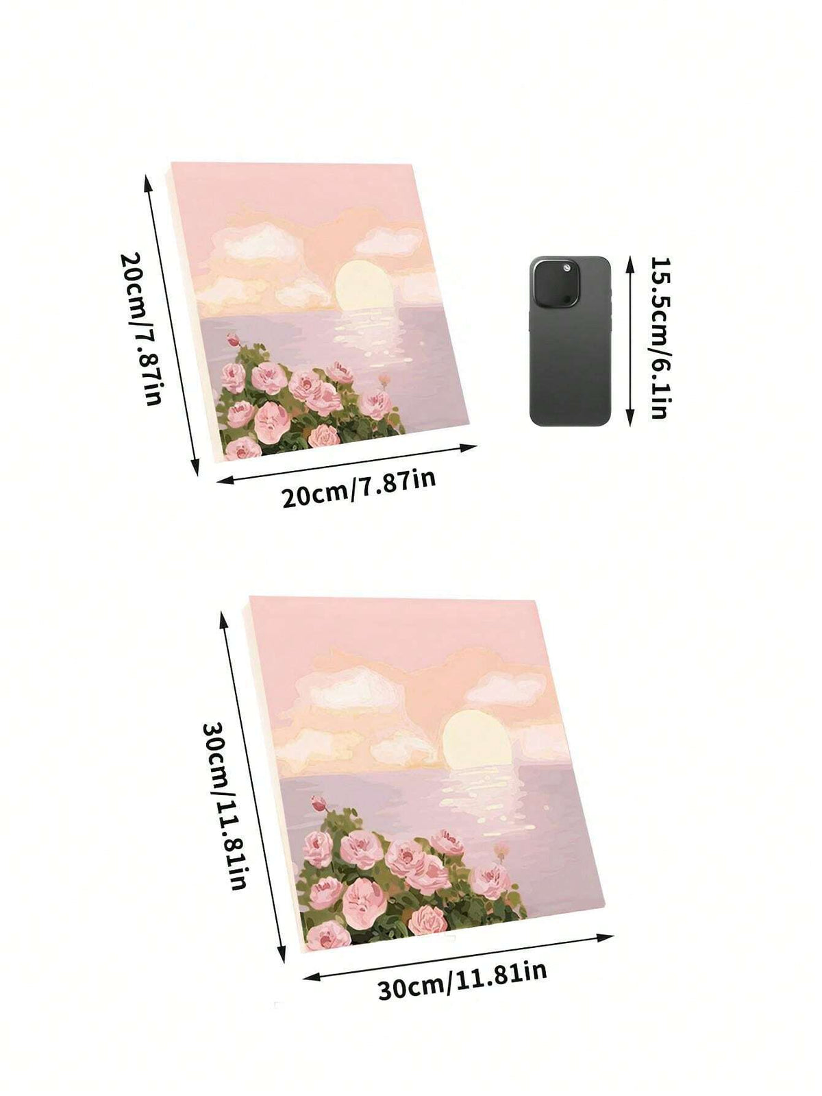 1pc Paint By Numbers Kit For Adults Beginners,Romatic Rose By Sea,Fresh Style,20 Wx20 L Or 30 Wx30 L Canvas Pictures,Drawing Paintwork With 2 Pcs Paintbrushes,Acrylic Pigment Flowers And Landscapes