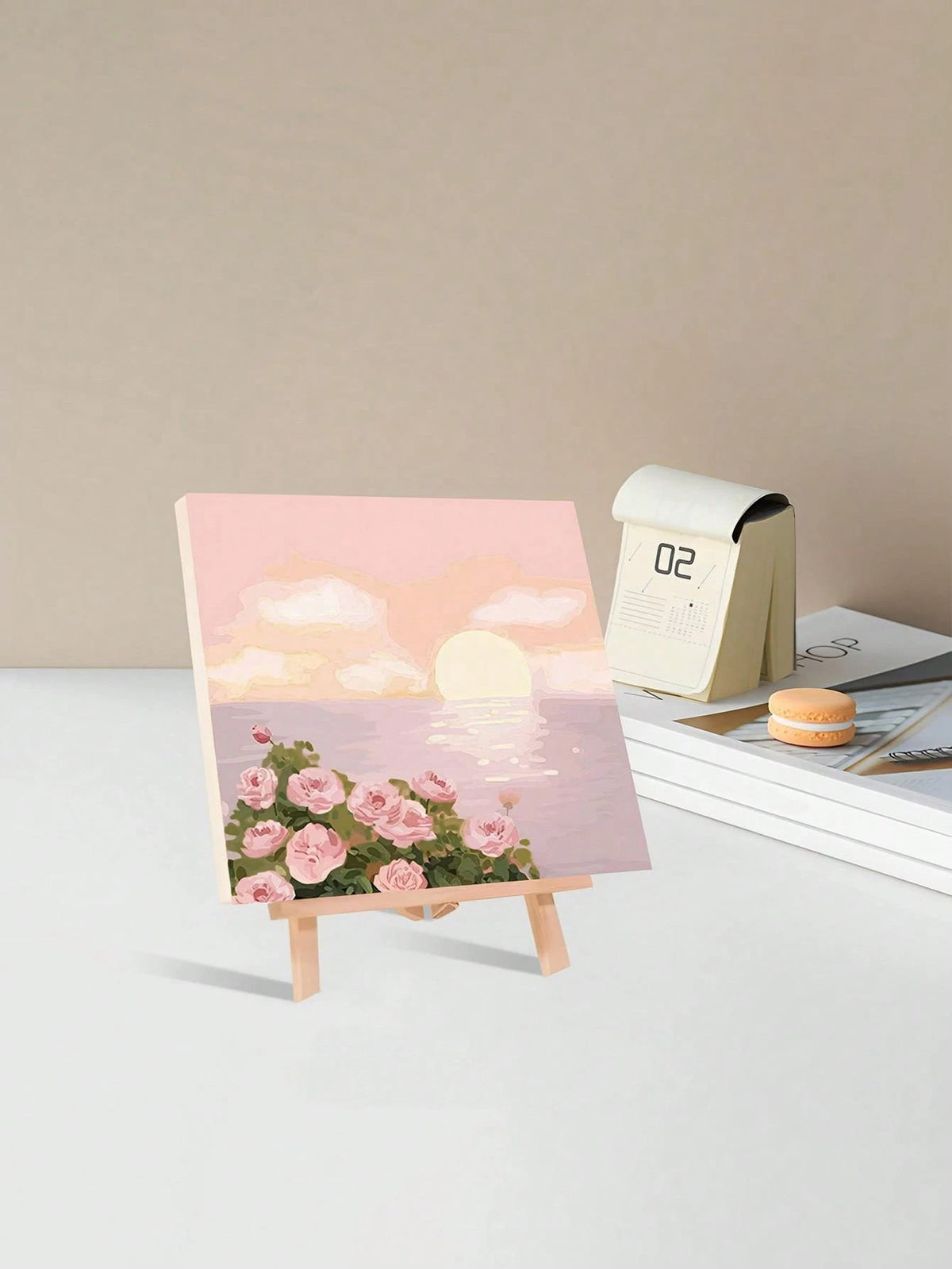 1pc Paint By Numbers Kit For Adults Beginners,Romatic Rose By Sea,Fresh Style,20 Wx20 L Or 30 Wx30 L Canvas Pictures,Drawing Paintwork With 2 Pcs Paintbrushes,Acrylic Pigment Flowers And Landscapes