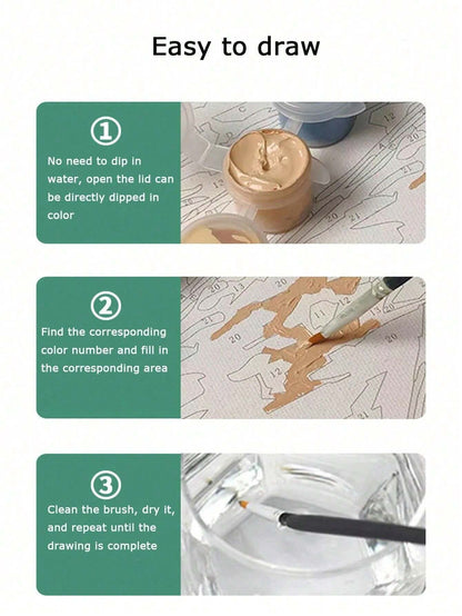 1pc Paint By Numbers Kit For Adults Beginners,Romatic Rose By Sea,Fresh Style,20 Wx20 L Or 30 Wx30 L Canvas Pictures,Drawing Paintwork With 2 Pcs Paintbrushes,Acrylic Pigment Flowers And Landscapes
