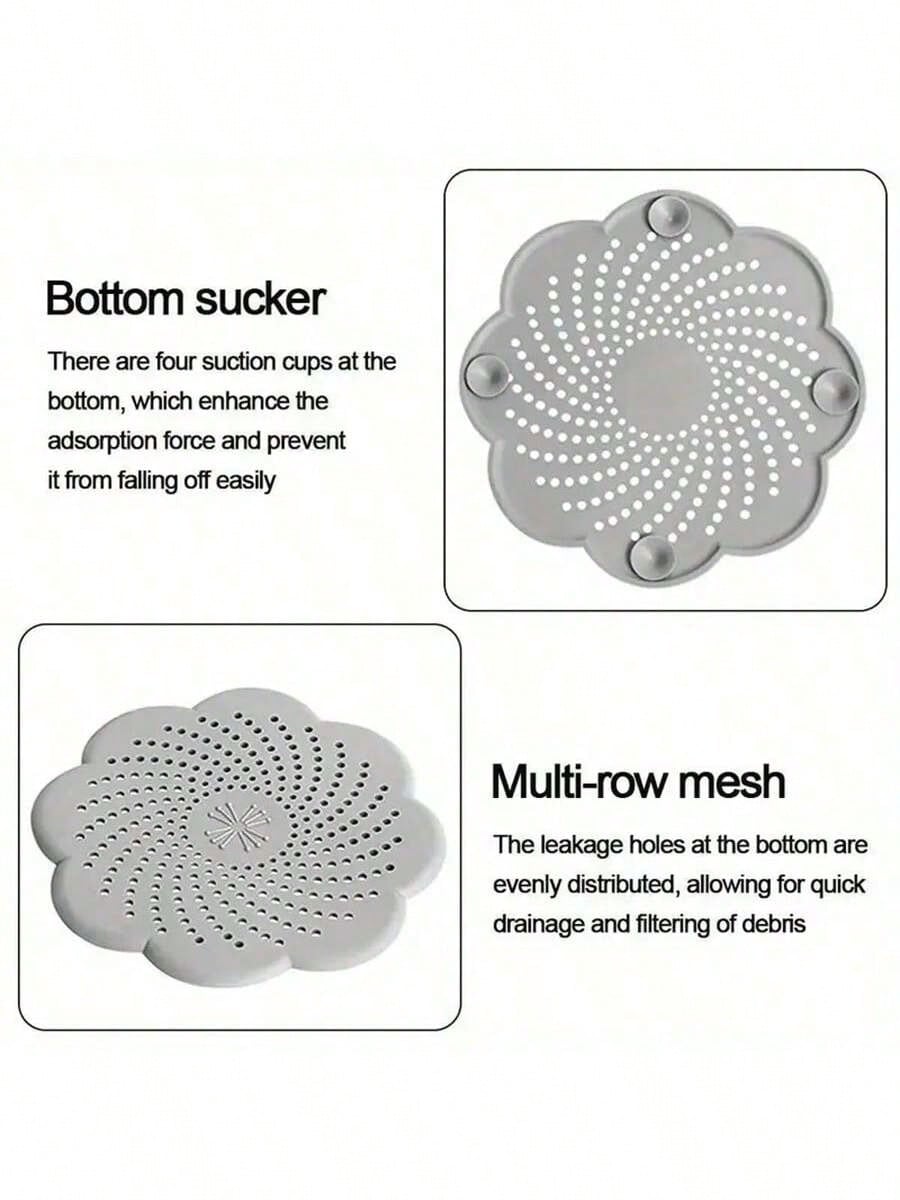 1pc Patterned Sink Clog Filter, Bathtub Shower Drain Stopper, Silicone Kitchen Odor Stopper, Drain Cover Kitchen Sink Filter, Waste Tank Filter, Bathroom Silicone Suction Cup Drain