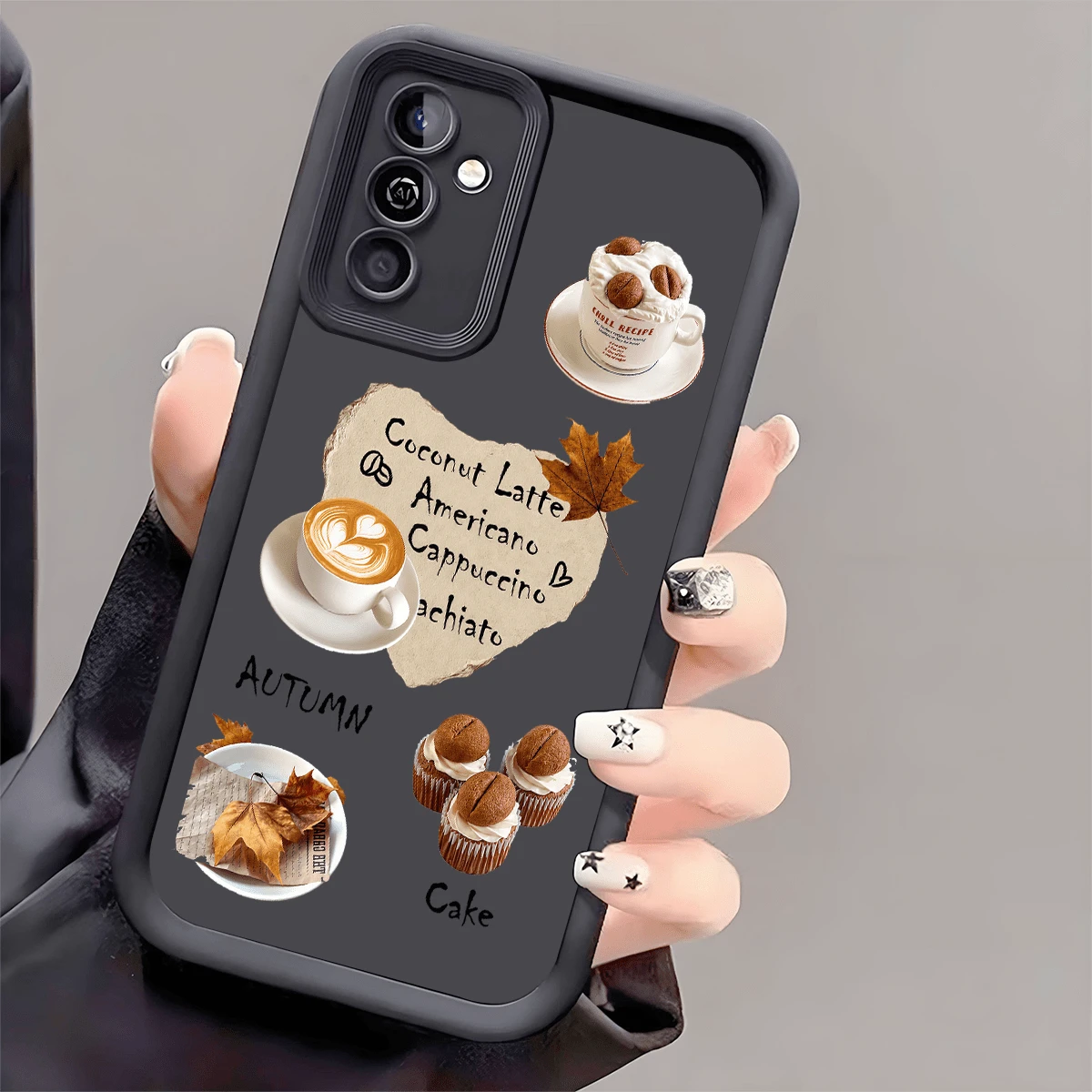 1pc Personalized Autumn Maple Leaf Slogan Heart Cake PU Anti-Fall Phone Case Thick Anti-Slip Protective Cover Compatible With Huawei Honor Galaxy S26, S26plus, S26ultra [International Version Non-Loca