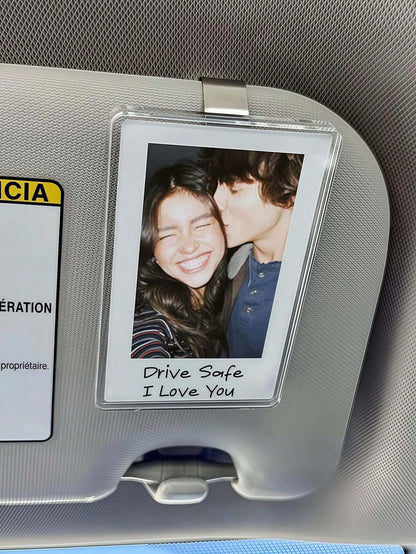 1pc Personalized Car Visor Photo Frame Clip, Custom Photo Car Decor, Couple Gift, Cute Pet, Wallet Photo Frame, Durable And Stylish, Car Accessories, Car Visor, Vehicle Accessories, Stylish Clip-On De