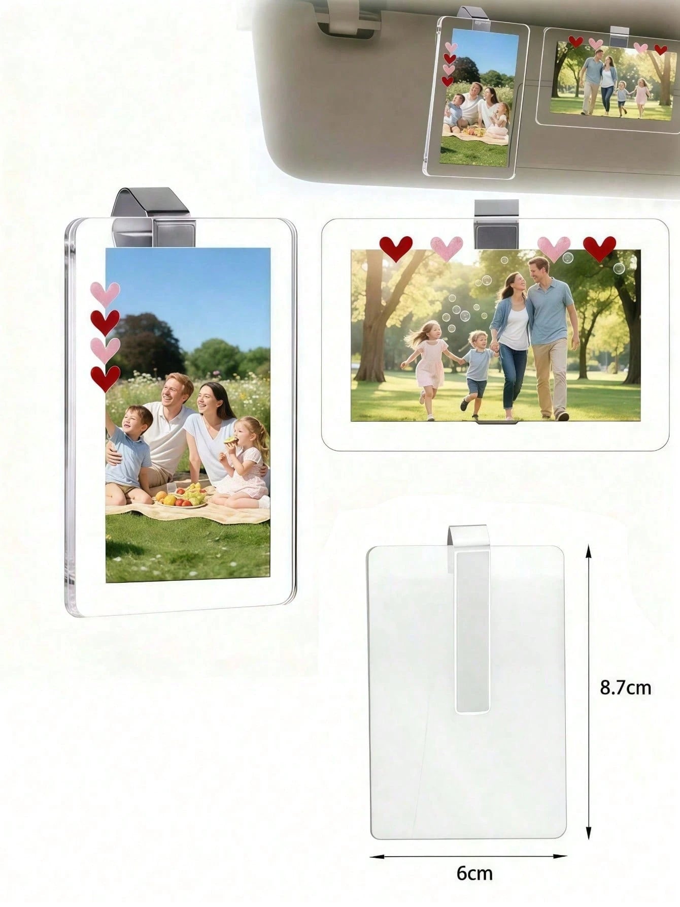 1pc Personalized Car Visor Photo Frame Clip, Custom Photo Car Decor, Couple Gift, Cute Pet, Wallet Photo Frame, Durable And Stylish, Car Accessories, Car Visor, Vehicle Accessories, Stylish Clip-On De
