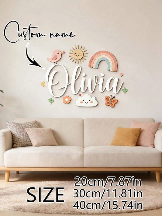 1pc Personalized Macaron Wooden Name Sign For Kids, Suitable For Children's Room, Nursery Decor, Customizable Macaron Color, Wooden Wall Decor For Kids' Room
