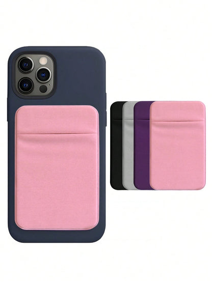 1pc Phone Card Holder Material Cloth Stick-On Card Sleeve For ID/Metro/Bank Cards