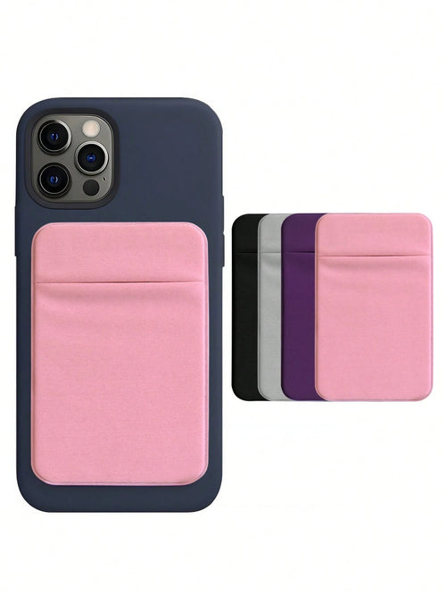 1pc Phone Card Holder Material Cloth Stick-On Card Sleeve For ID/Metro/Bank Cards
