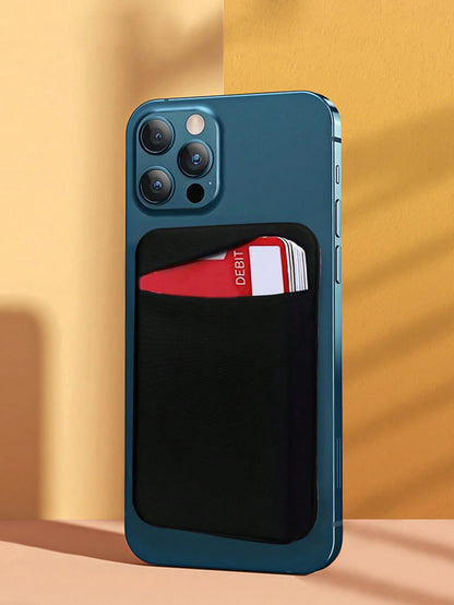 1pc Phone Card Holder Material Cloth Stick-On Card Sleeve For ID/Metro/Bank Cards