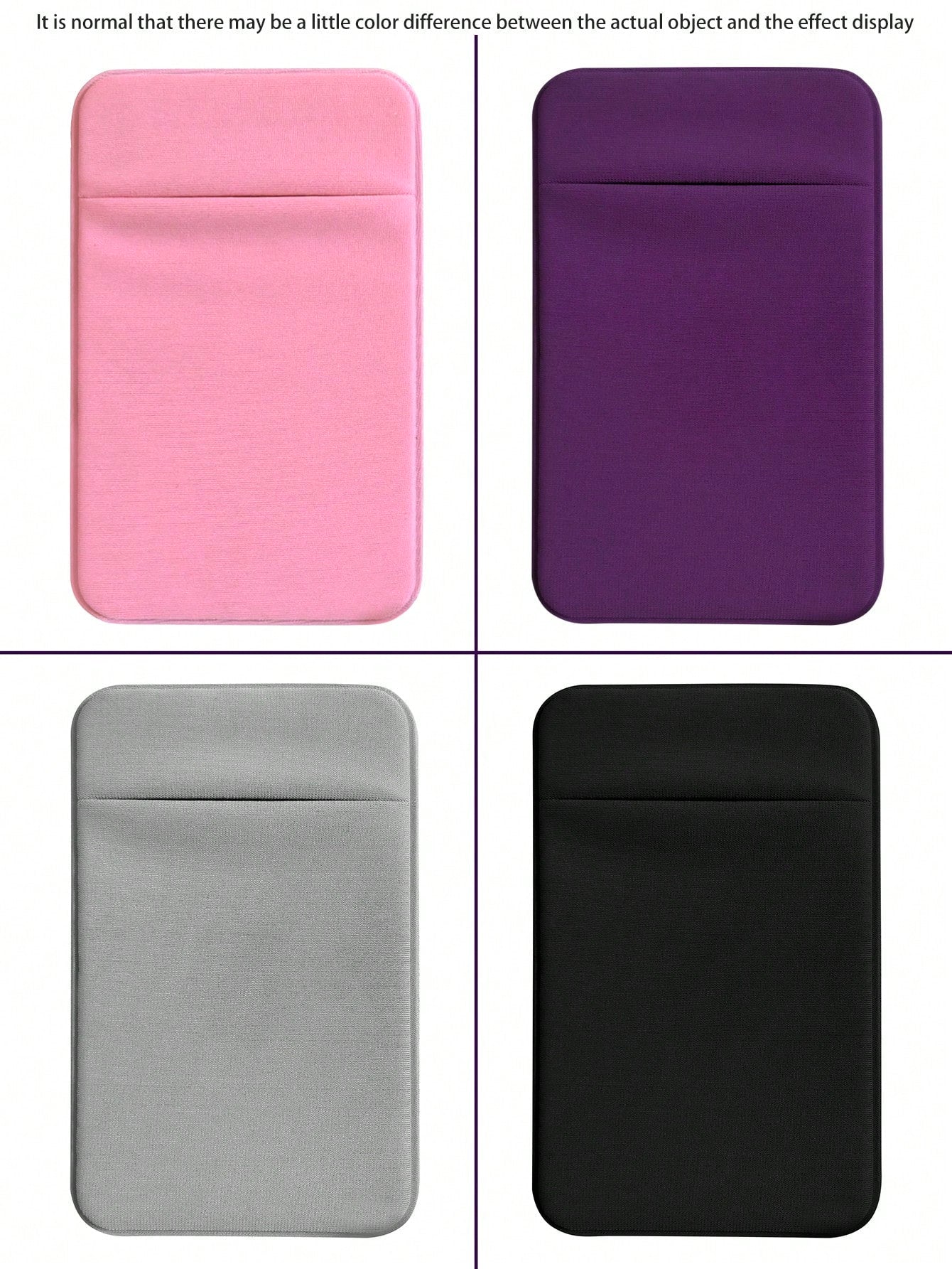 1pc Phone Card Holder Material Cloth Stick-On Card Sleeve For ID/Metro/Bank Cards