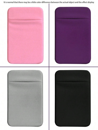 1pc Phone Card Holder Material Cloth Stick-On Card Sleeve For ID/Metro/Bank Cards
