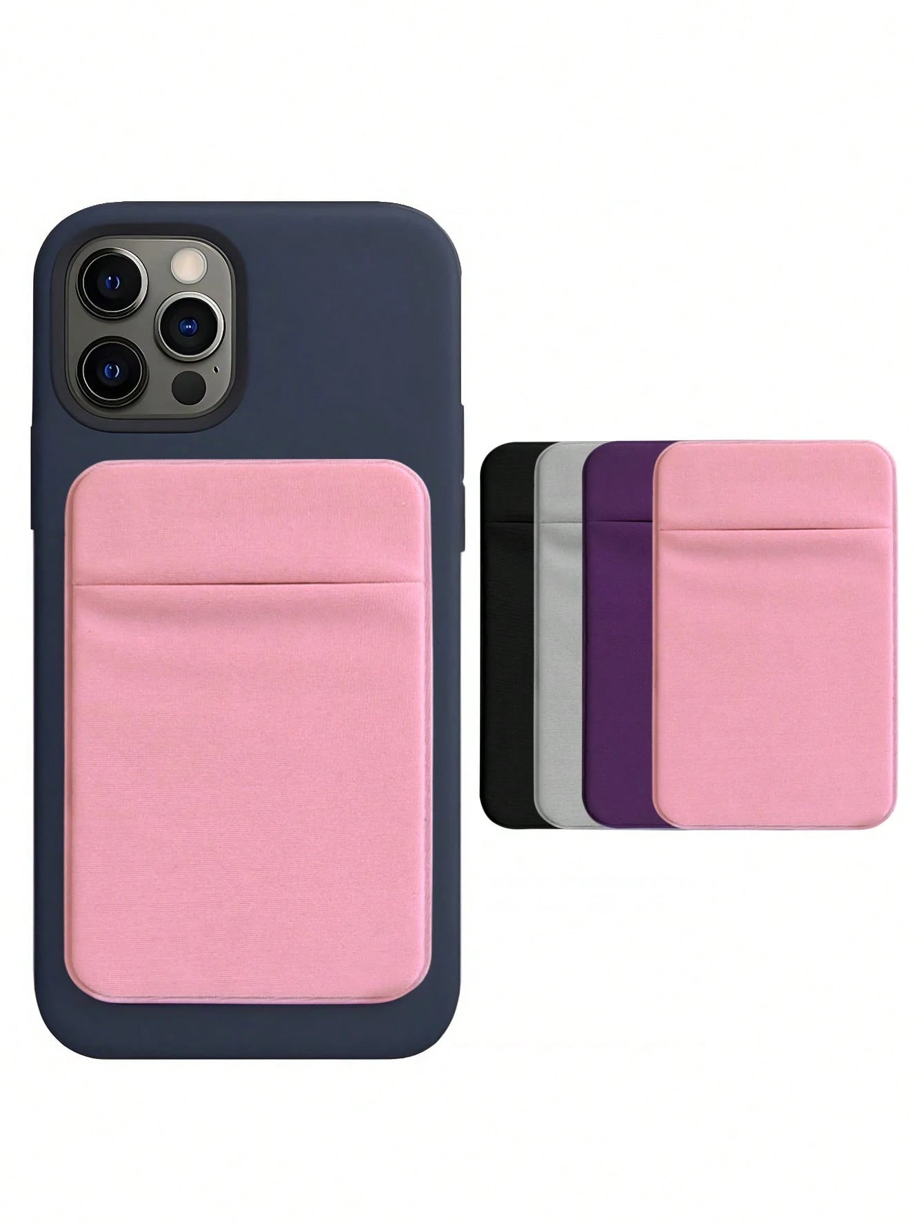 1pc Phone Card Holder Material Cloth Stick-On Card Sleeve For ID/Metro/Bank Cards