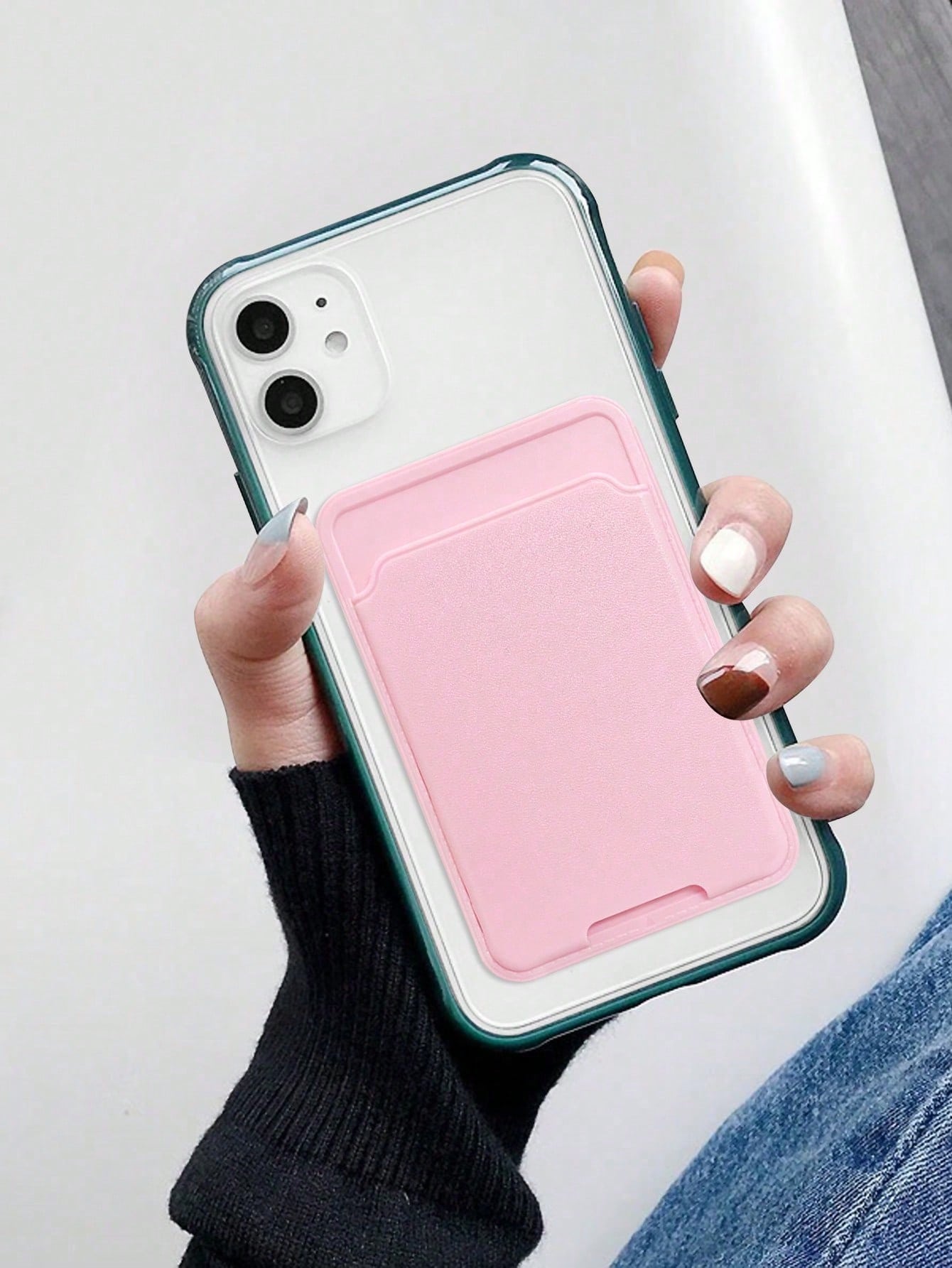 1pc Phone Card Holder PC Material Stick-On Card Sleeve For ID/Metro/Bank Cards For Check ID Business Card, Gifts For Mother, Family, Friends, Birthday, Holiday Card Cover