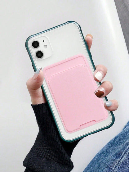 1pc Phone Card Holder PC Material Stick-On Card Sleeve For ID/Metro/Bank Cards For Check ID Business Card, Gifts For Mother, Family, Friends, Birthday, Holiday Card Cover