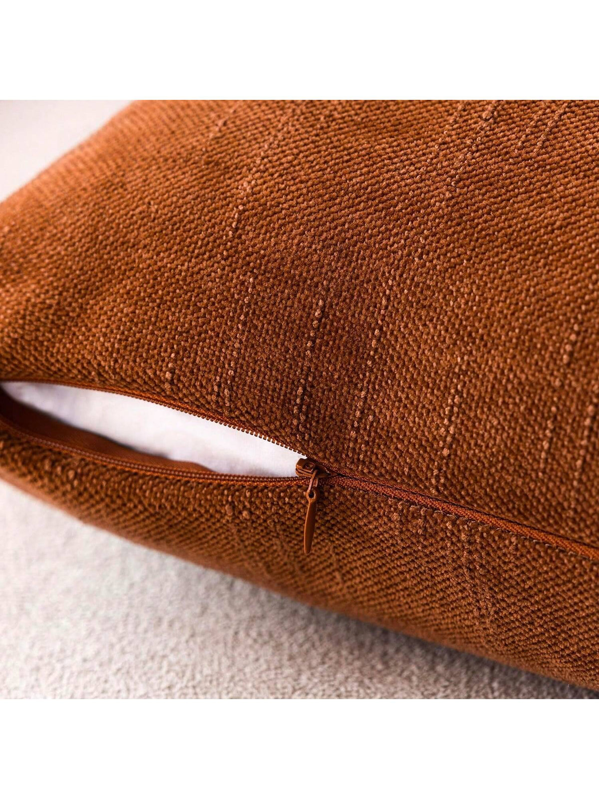 1pc Pillow Cover Without Insert, Bronze Vintage Wabi-Sabi Style + Minimalist Soft Texture Chenille + Linen Blend Fabric Woven Decorative Pillowcase, Suitable For Home, Sofa, Bed, Bedroom, Living Room