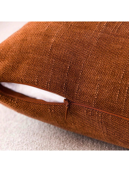 1pc Pillow Cover Without Insert, Bronze Vintage Wabi-Sabi Style + Minimalist Soft Texture Chenille + Linen Blend Fabric Woven Decorative Pillowcase, Suitable For Home, Sofa, Bed, Bedroom, Living Room