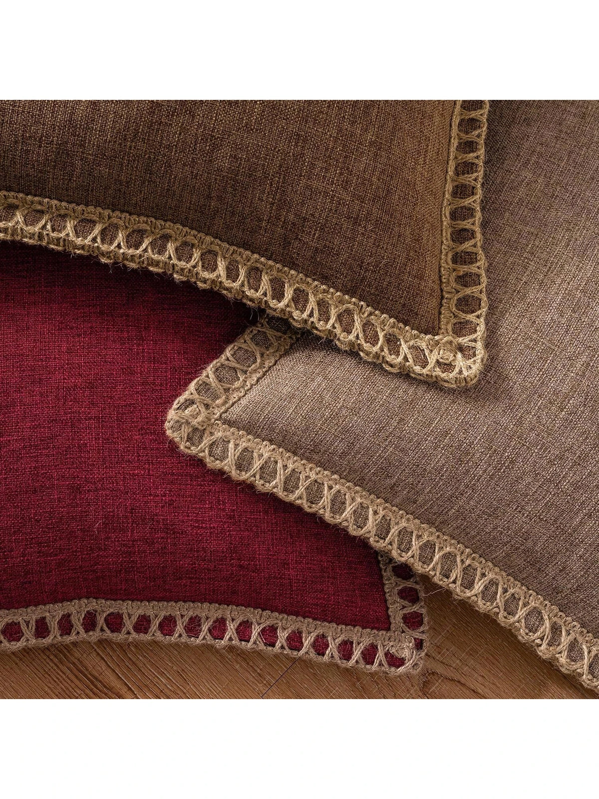 1pc (Pillow Insert Not Included) Linen-Like Rope Trimmed Throw Pillow Cover, Suitable For Living Room, Bedroom, Dining Room, Patio, Wedding Decor, All Season