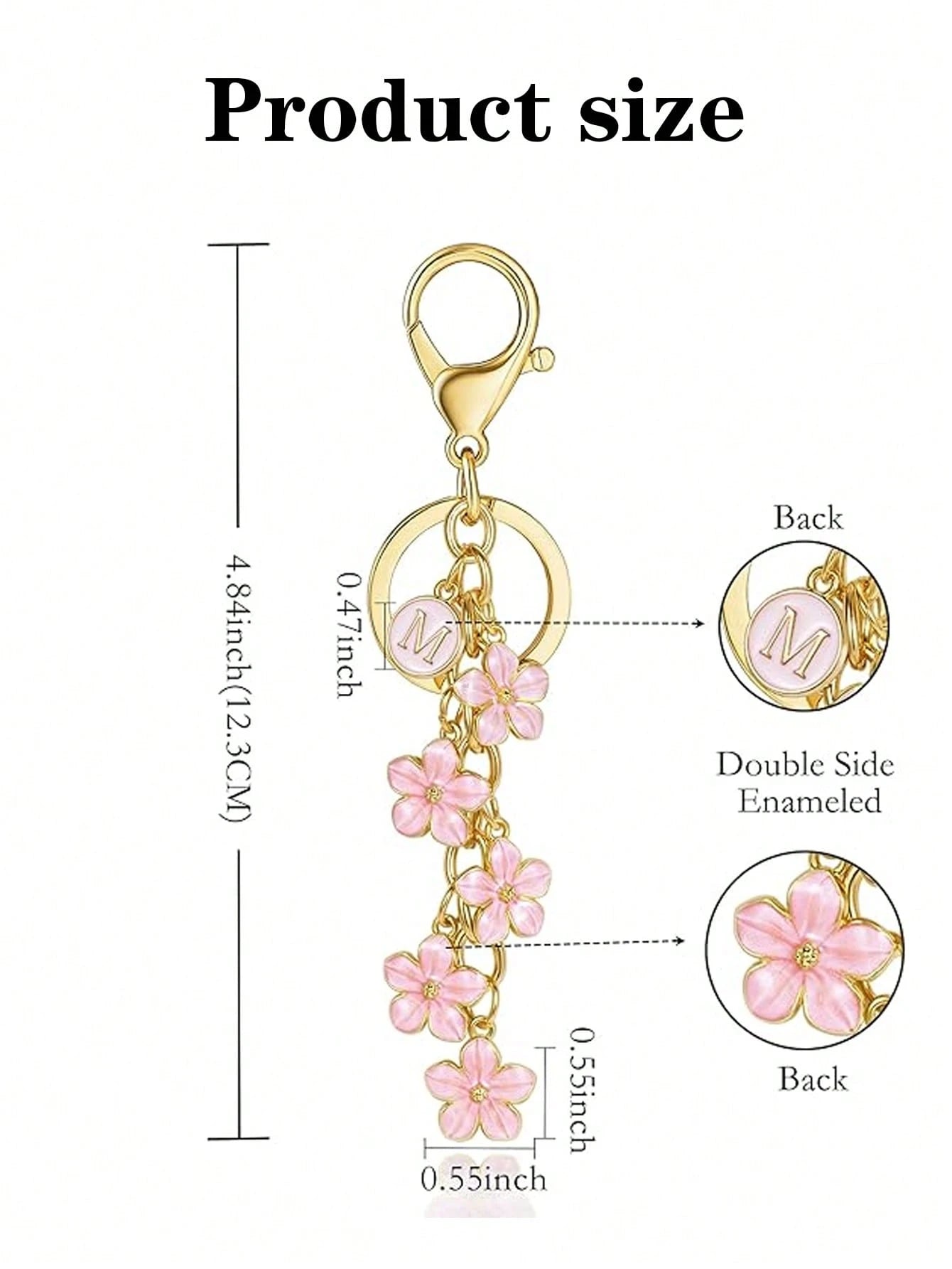 1pc Pink 26 Letter Flower Bag Charm, Keychain Pendant Decoration, Bag Accessory, Cute Floral Letter Charm, Suitable As Small Gift For Girls, Ladies Or Women, Fits Any Bag, Key, Wallet, Backpack, Tote