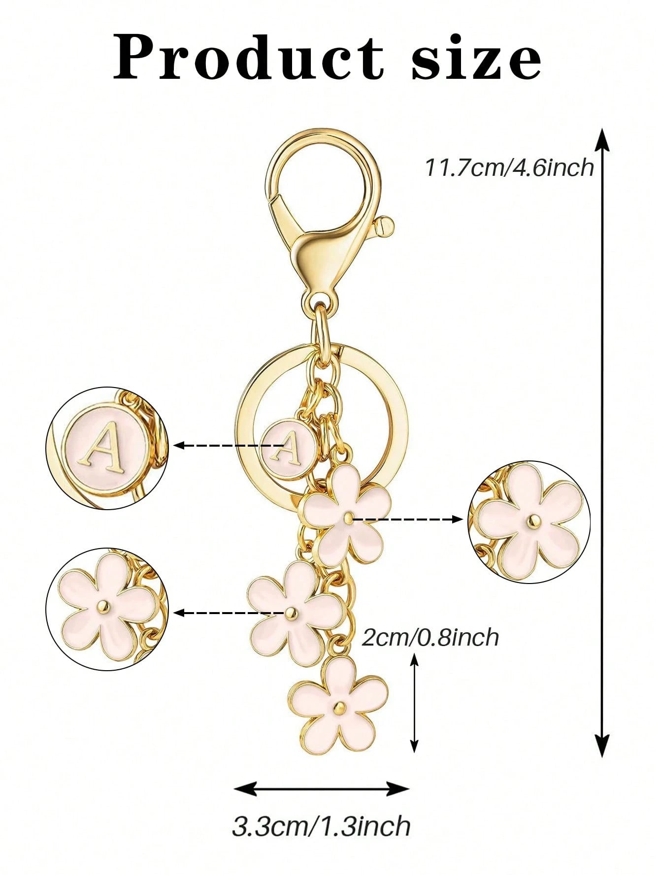 1pc Pink 26 Letter Flower Bag Charm, Keychain Pendant Decoration, Bag Accessory, Cute Floral Letter Charm, Suitable As Small Gift For Girls, Ladies Or Women, Fits Any Bag, Key, Wallet, Backpack, Tote