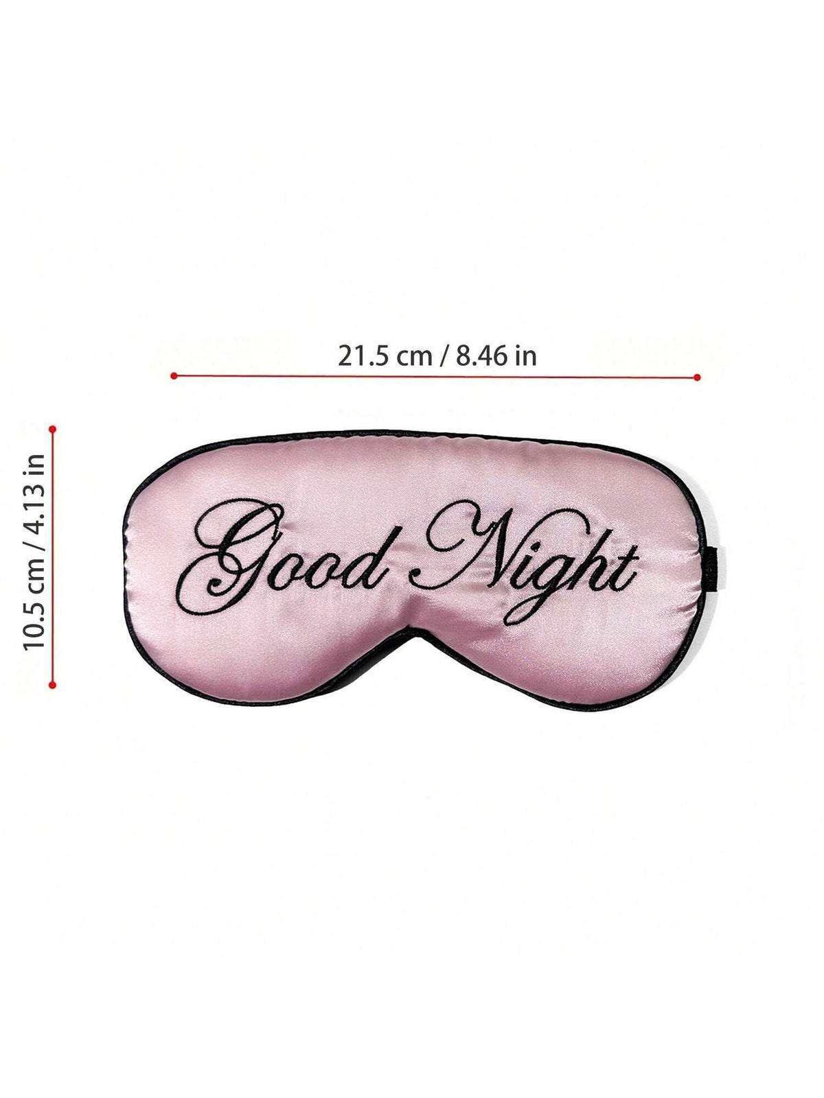 1pc Pink+Black Good Night Embroidered Logo Soft Polyester Satin Sleep Mask, Light-Blocking Nap Eye Mask For Office, Travel, Home, Eye Protection, Fatigue Relief, Birthday Gift For Best Friend, Girlfri