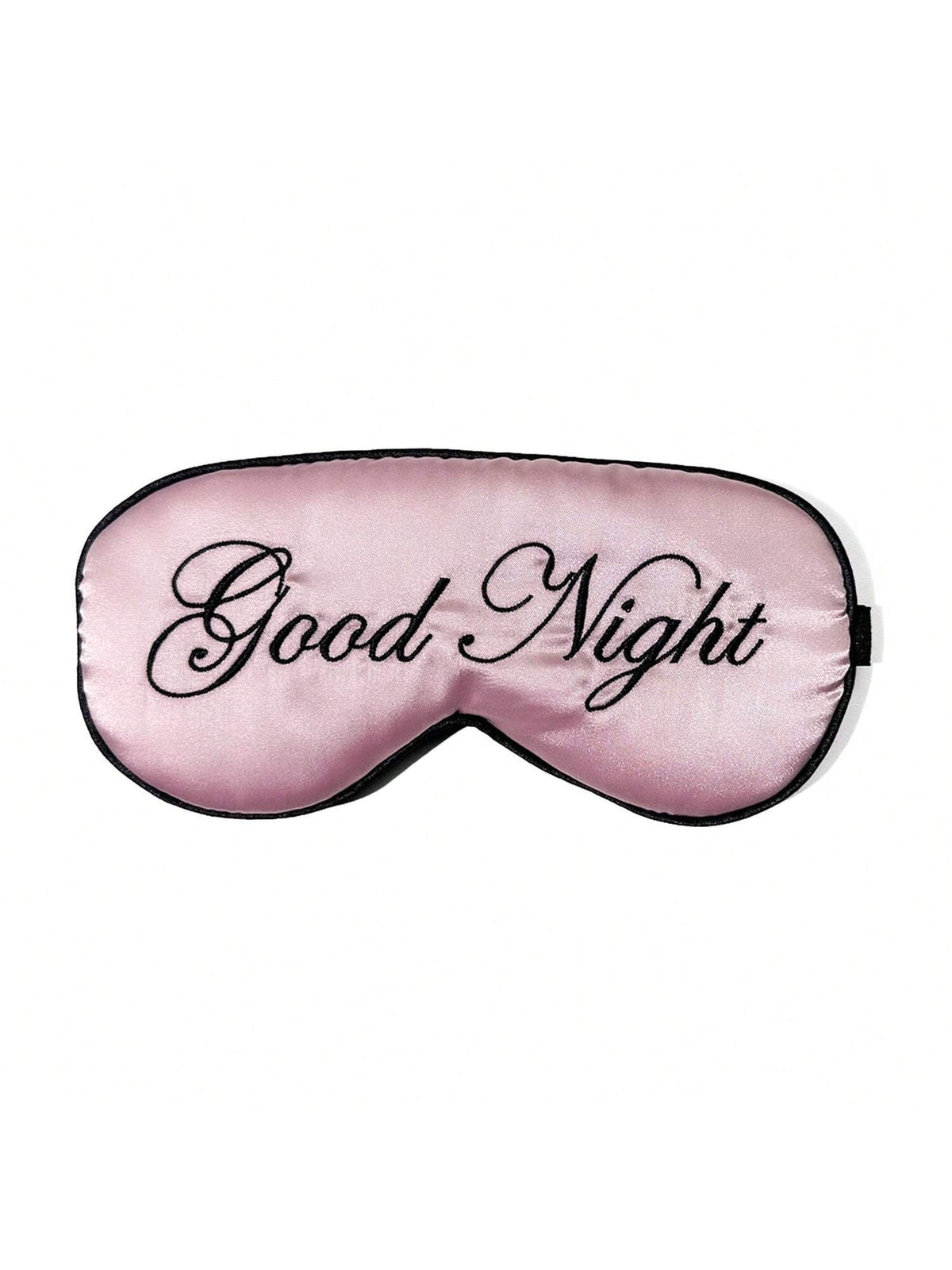 1pc Pink+Black Good Night Embroidered Logo Soft Polyester Satin Sleep Mask, Light-Blocking Nap Eye Mask For Office, Travel, Home, Eye Protection, Fatigue Relief, Birthday Gift For Best Friend, Girlfri