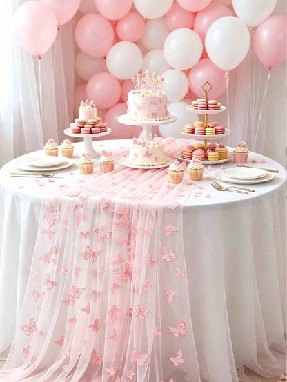 1pc Pink Butterfly Table Runner, Butterfly Theme Party Supplies, Gender Reveal Party Decor, Wedding Decor, 1st Birthday Decor, Baby Shower Supplies, Holiday Party Decor, Home Decor, Room Decor, Table