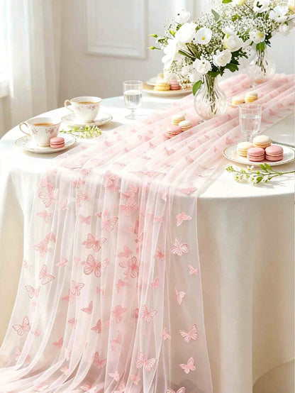 1pc Pink Butterfly Table Runner, Butterfly Theme Party Supplies, Gender Reveal Party Decor, Wedding Decor, 1st Birthday Decor, Baby Shower Supplies, Holiday Party Decor, Home Decor, Room Decor, Table