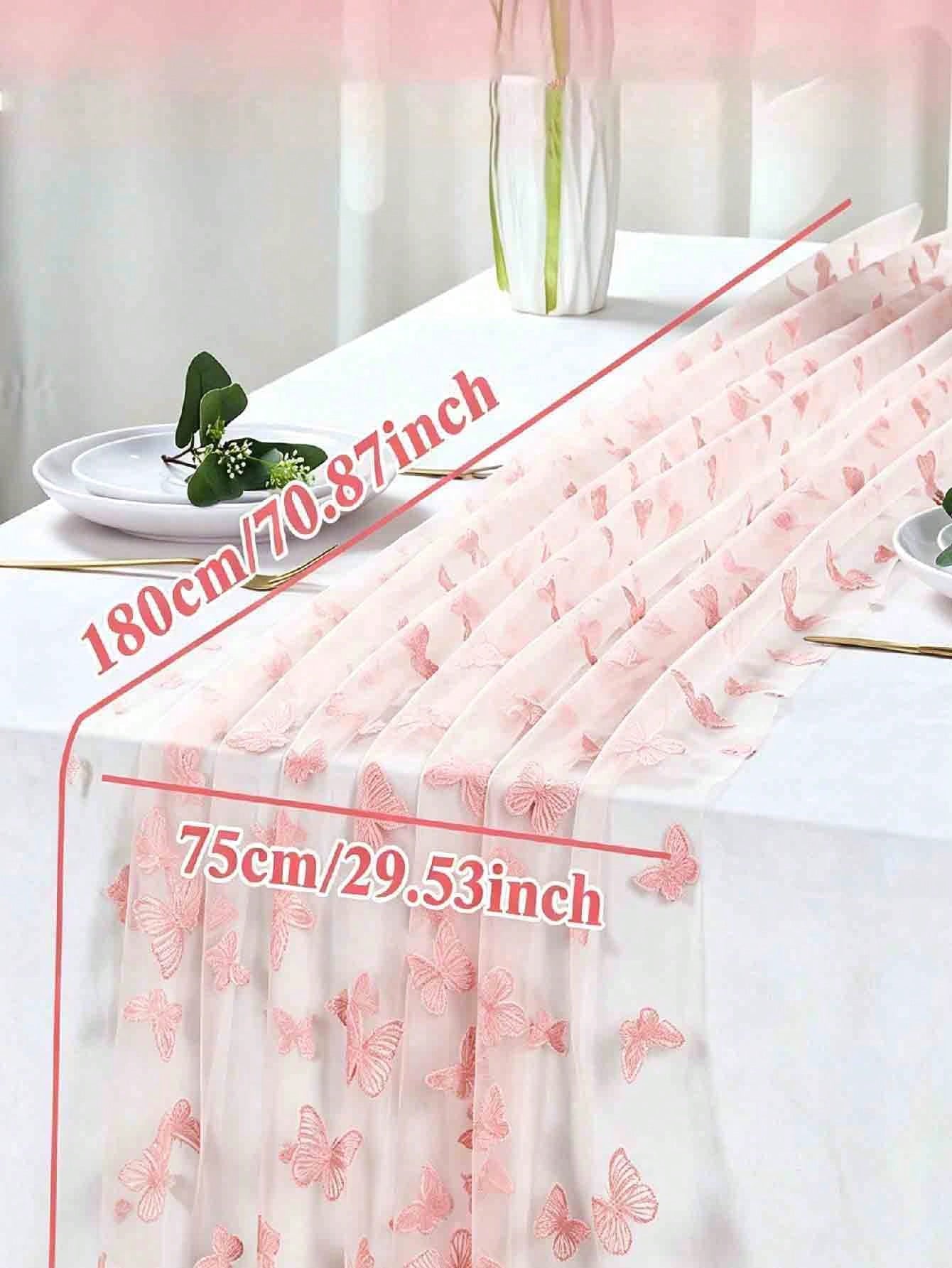 1pc Pink Butterfly Table Runner, Butterfly Theme Party Supplies, Gender Reveal Party Decor, Wedding Decor, 1st Birthday Decor, Baby Shower Supplies, Holiday Party Decor, Home Decor, Room Decor, Table